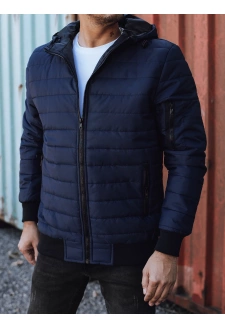 Férfi átmeneti steppelt kapucnis kabát, tengerészkék Dstreet TX4936