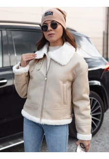 Női FURBLAZE bőrkabát szőrmével Dstreet bézs TY4731