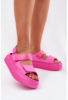 Sandały Damskie Na Platformie Z Rzepami Fuksja Nitepira