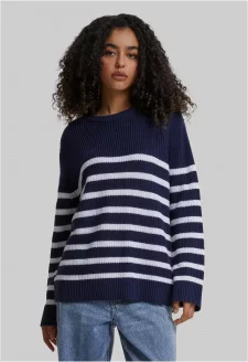 Ladies Rib Striped Sweater navy/white