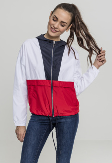 Ladies 3-Tone Oversize Windbreaker navy/white/fire red