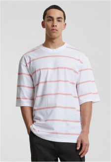 Oversized Sleeve Modern Stripe Tee white/lemonadepink