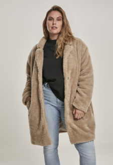 Ladies Oversized Sherpa Coat sand