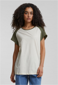 Ladies Contrast Raglan Tee whitesand+olive