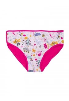 Bílo-fuchsiové dívčí kalhotky s barevným potiskem