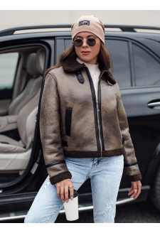 Női velúr dzseki szőrmével KASAMIRA coffee Dstreet TY4740