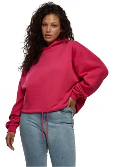 Ladies Cropped Oversized Hoodie hibiskuspink