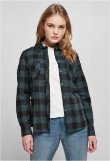 Ladies Turnup Checked Flanell Shirt jasper/black