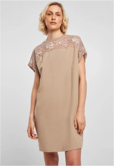 Ladies Lace Tee Dress softtaupe
