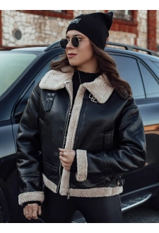 Női SHEREB bőrkabát szőrmével fekete Dstreet TY4756