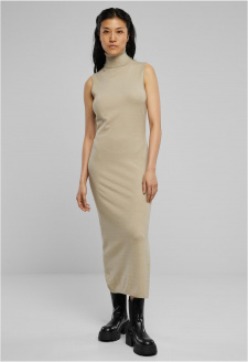 Ladies Knitted Eco Viscose Turtleneck Dress wetsand