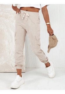 Női bordázott nadrág CHICCORD bézs Dstreet UY2174
