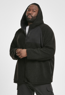 Hooded Sherpa Zip Jacket black