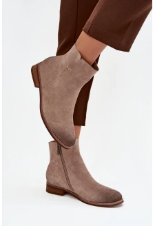 Botki Damskie Na Płaskim Obcasie Vinceza 39961 Beżowe