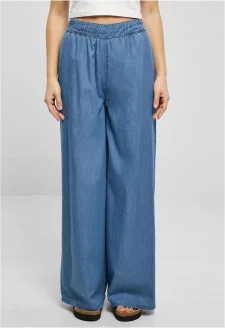 Ladies Light Denim Wide Leg Pants skyblue washed