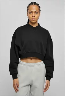 Ladies Cropped V-Neck black