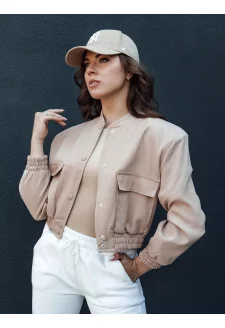 Női rövid bomberdzseki VERPI bézs Dstreet TY4409