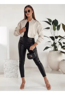 Magas derekú, fekete, viaszolt női nadrág SKINLOVE Dstreet UY2198