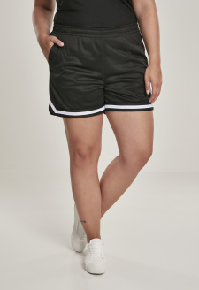 Ladies Stripes Mesh Hot Pants black