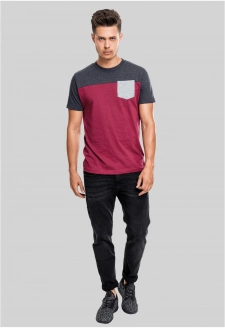 3-Tone Pocket Tee burgundy/cha/gry