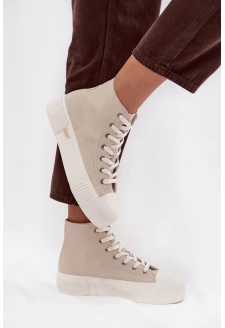 Trampki Damskie Na Platformie LEE 50253002.35E ISLA WOMEN MID Beżowe