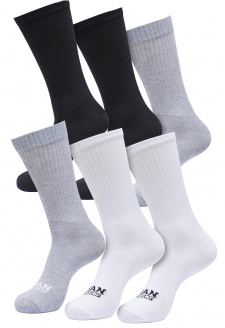 Simple Flat Knit Socks 6-Pack black+black+white+white+heathergrey+heathergrey