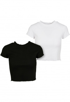 Ladies Cropped Rib Tee 2-Pack black/white