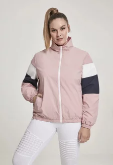 Ladies 3-Tone Crinkle Track Jacket darkrose/nvy/wht