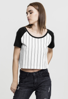 Ladies Cropped Baseball Tee wht/blk