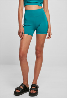 Ladies Recycled High Waist Cycle Hot Pants watergreen