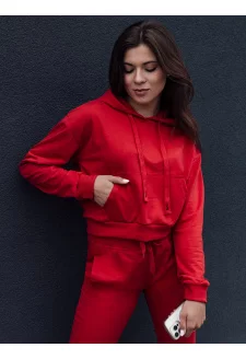 Női kapucnis pulóver TRENDHOOD piros Dstreet BY1312