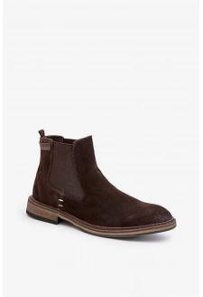 Zamszowe Botki Sztyblety Męskie Big Star OO174155 Brązowe