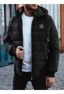 Férfi téli steppelt kapucnis dzseki fekete Dstreet TX4948