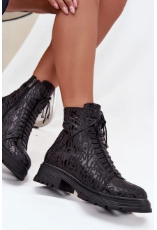 Skórzane Botki Workery Damskie Ocieplane Na Zamek Artiker 57C2257 Czarne