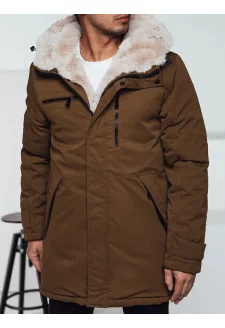 Kurtka zimowa męska parka z kapturem beżowa Dstreet TX4968