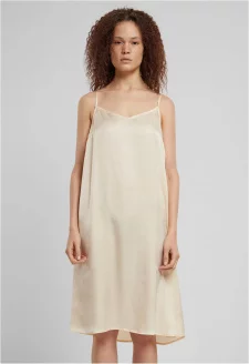 Ladies Viscose Satin Slip Dress whitesand