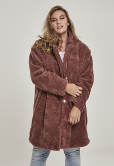 Ladies Oversized Sherpa Coat darkrose