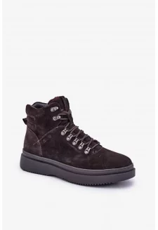 Zamszowe Trapery Męskie Ocieplane Big Star OO174189 Brązowe