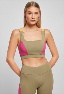 Ladies Color Block Bra khaki/brightviolett/magimango