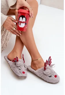 Świąteczne Kapcie Z Motywem Renifera Ciemnobeżowe Sylaia