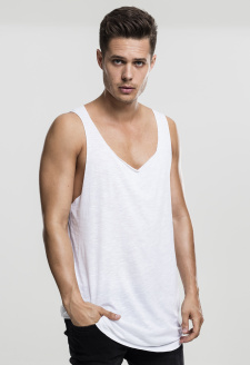 Long Shaped Open Edge Loose Tank white