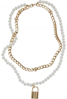 Padlock Pearl Layering Necklace gold