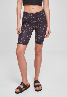 Ladies High Waist AOP Tech Cycle Shorts blackflower