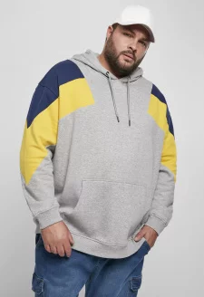 Oversize 3-Tone Hoody grey/honey/darkblue