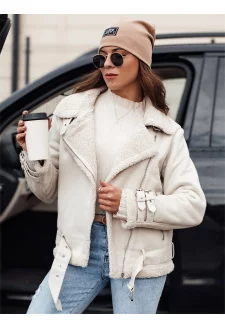 Női LEVERINO velúr dzseki szőrmével fehér Dstreet TY4732