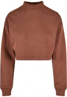 Ladies Cropped Oversized Sweat High Neck Crew bark