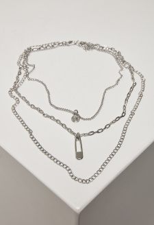 Safety Pin Layering Necklace silver