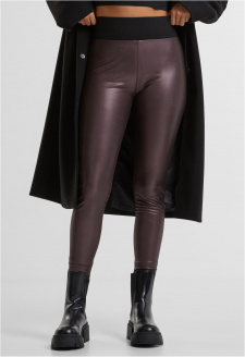 Ladies Faux Leather High Waist Leggings redwine