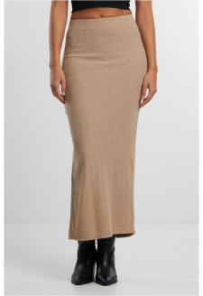 Ladies Rib High Slit Skirt beigemelange