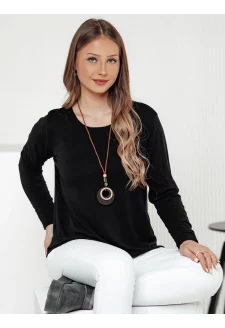 Bluzka damska one size LUCERIA z wisiorkiem czarna Dstreet RY2674
